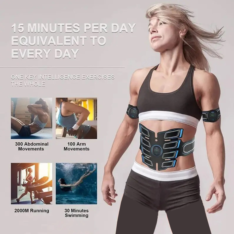 HOT Abdominal Muscle Trainer Shaping Fitness Intelligent Device Home Gym Electric Weight Loss Exercise Patch Blue Orange