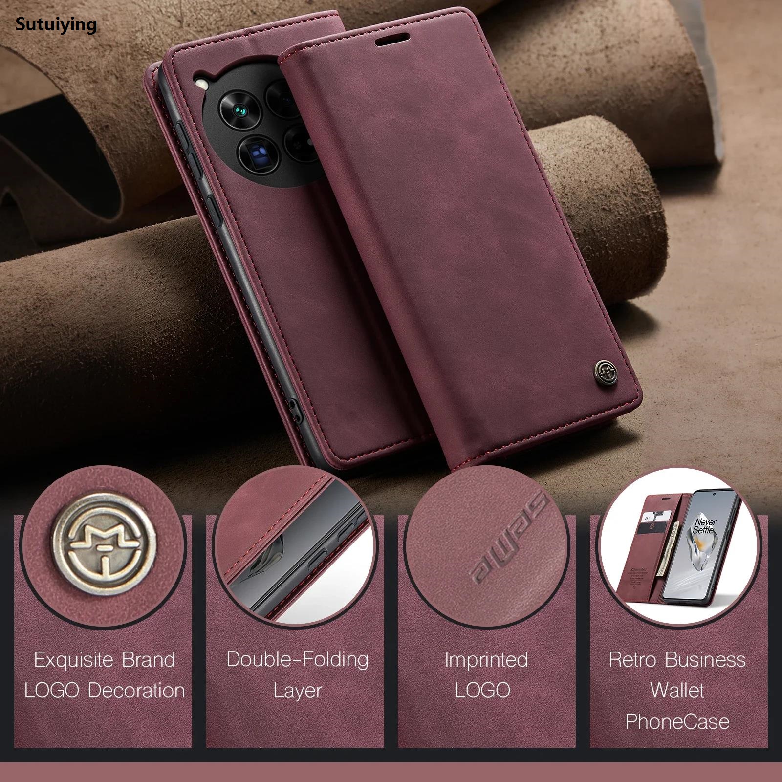 Sutuiying CaseMe Luxury Retro Matte Leather Phone Case for OnePlus 13 OnePlus13 Luxury 12 11 5G Shockproof Anti-fall Flip Wallet Stand Card Cover
