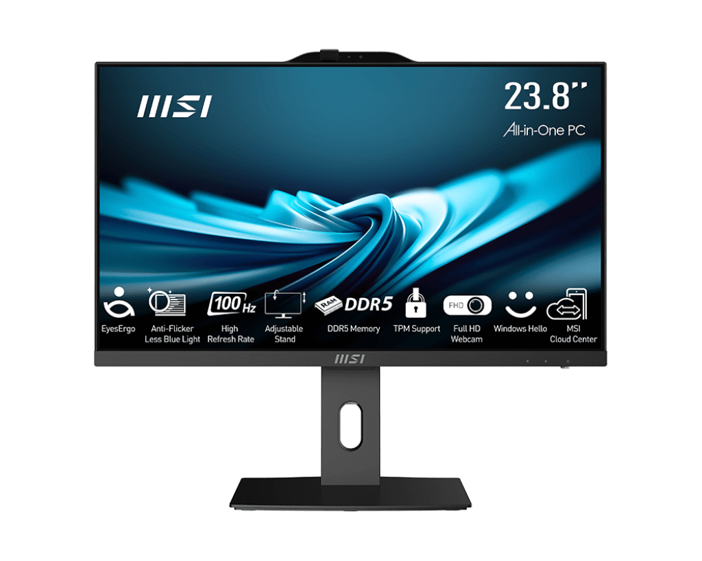 MSI AlO PC PRO AP242P 14M (12th Gen Intel G7400 | 8GB RAM | 256GB SSD | 24" FHD 100Hz Screen | Webcam | Wi-Fi | USB-C | Keyboard & Mouse)