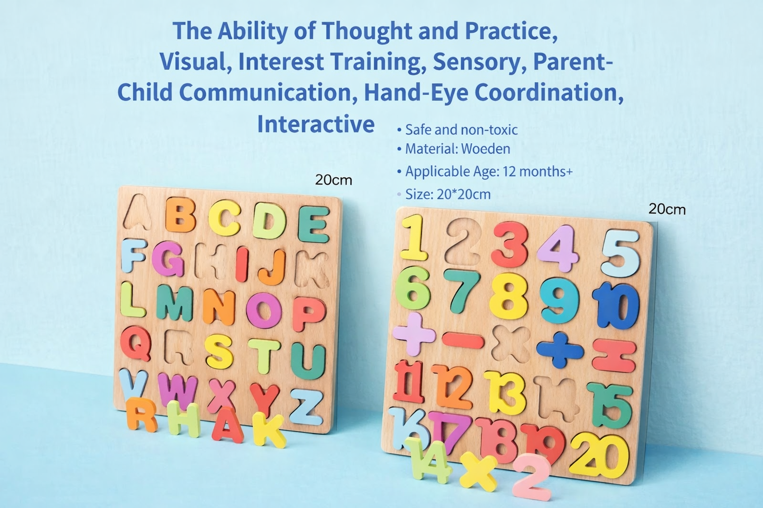 2 in 1 ABC Alphabet Wooden Toys Kid Number Letter Board - Toys For Kids