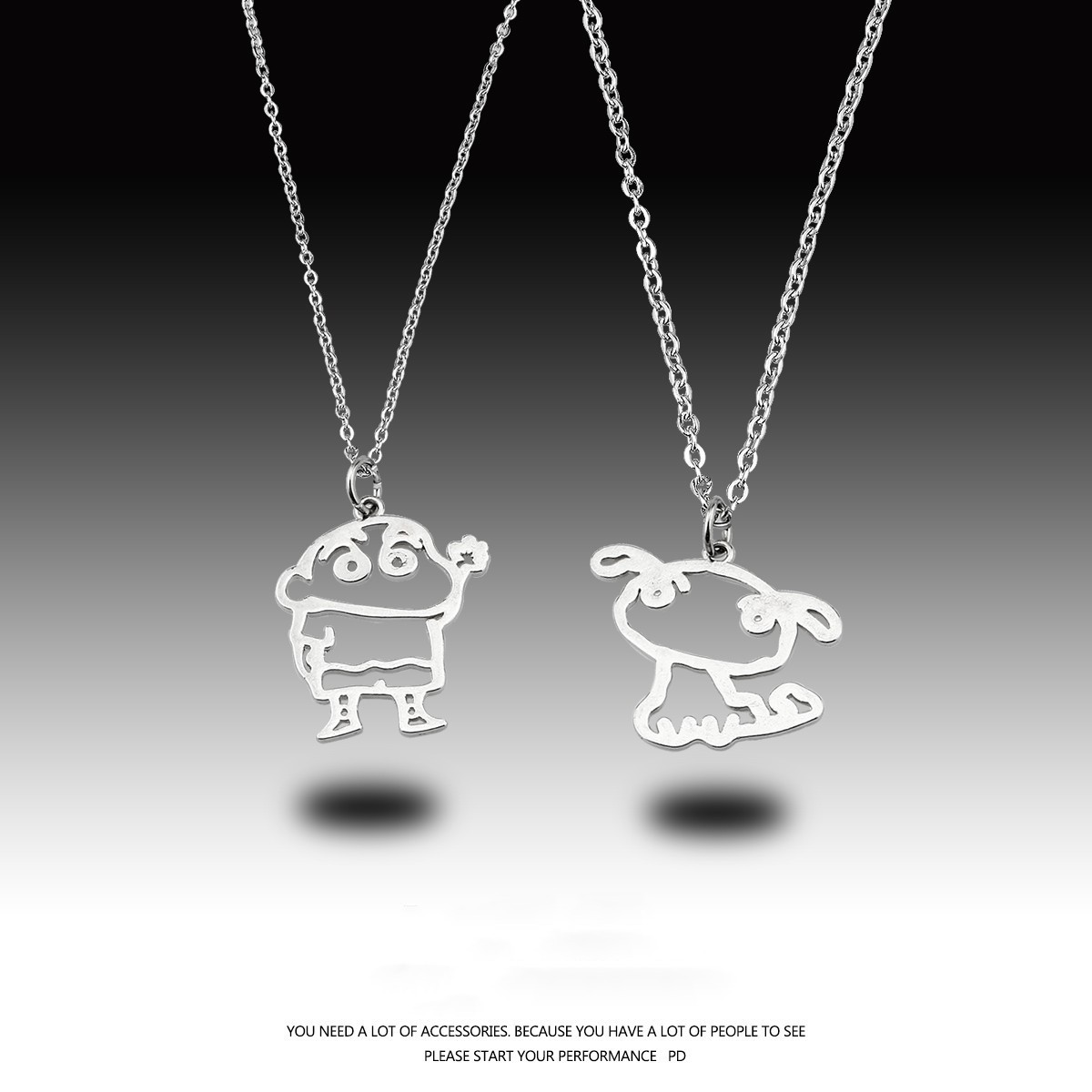【Innovative designs】Hollow Crayon Small New White Couple Necklace Pair Cute All-match Woolen Chain Trendy for