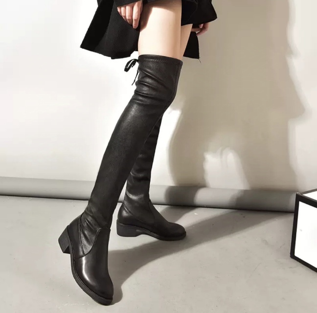 Popular Brand New Round Genuine Patent Leather Round Toe Side Zipper Retro Women's Comfortable and Versatile Knee Length Fashion Boots