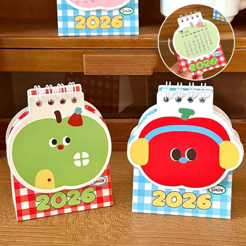 Cute Mini 2026 Desk Calendar Cartoon Coil Binding Schedule Planner Portable Daily Planner Desktop Decoration
