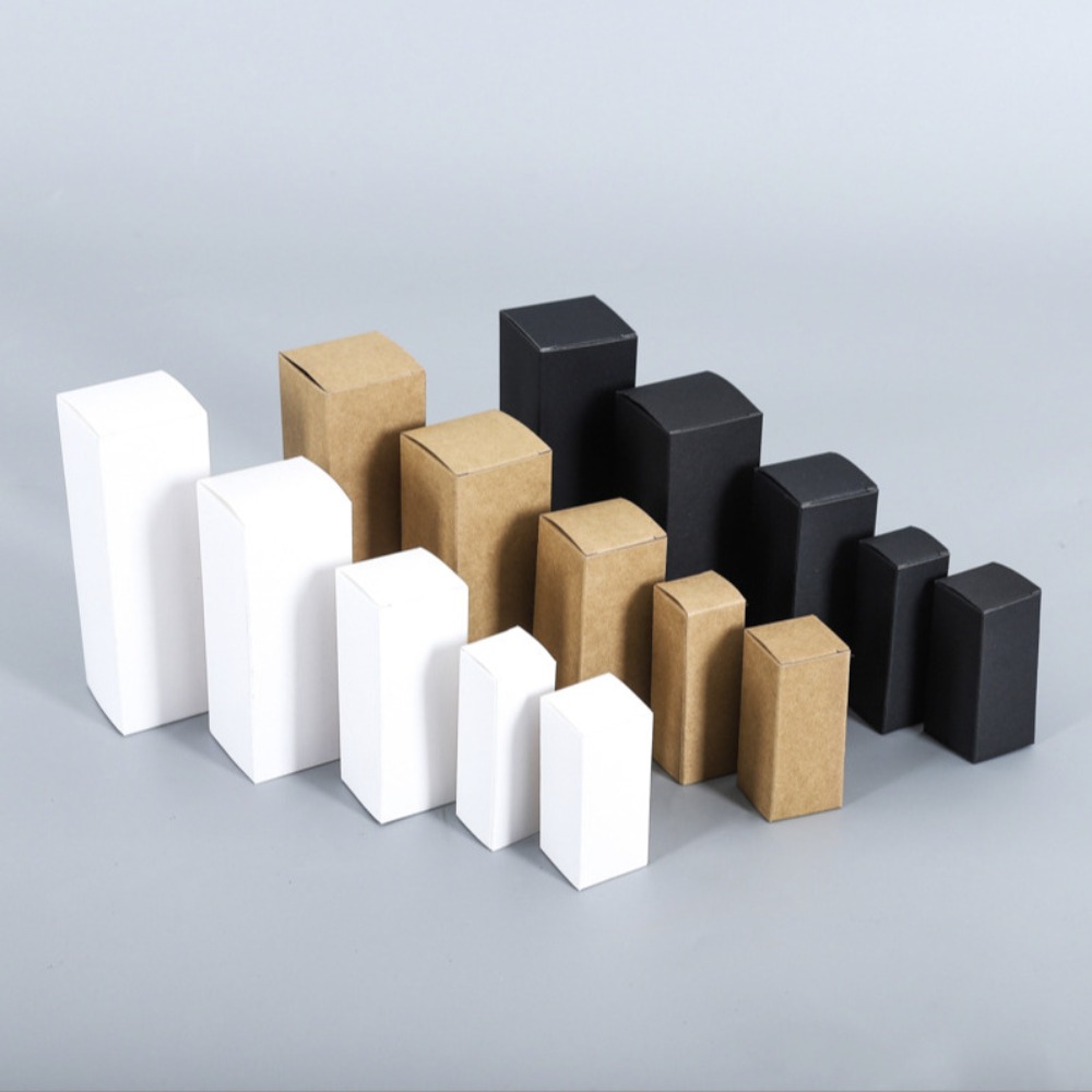 10PCS NEW Kraft Paper Cardboard Box Black/White DIY Handmade Paper Gift Box Small Large Size Cookies Candy Packaging Box Baby Shower