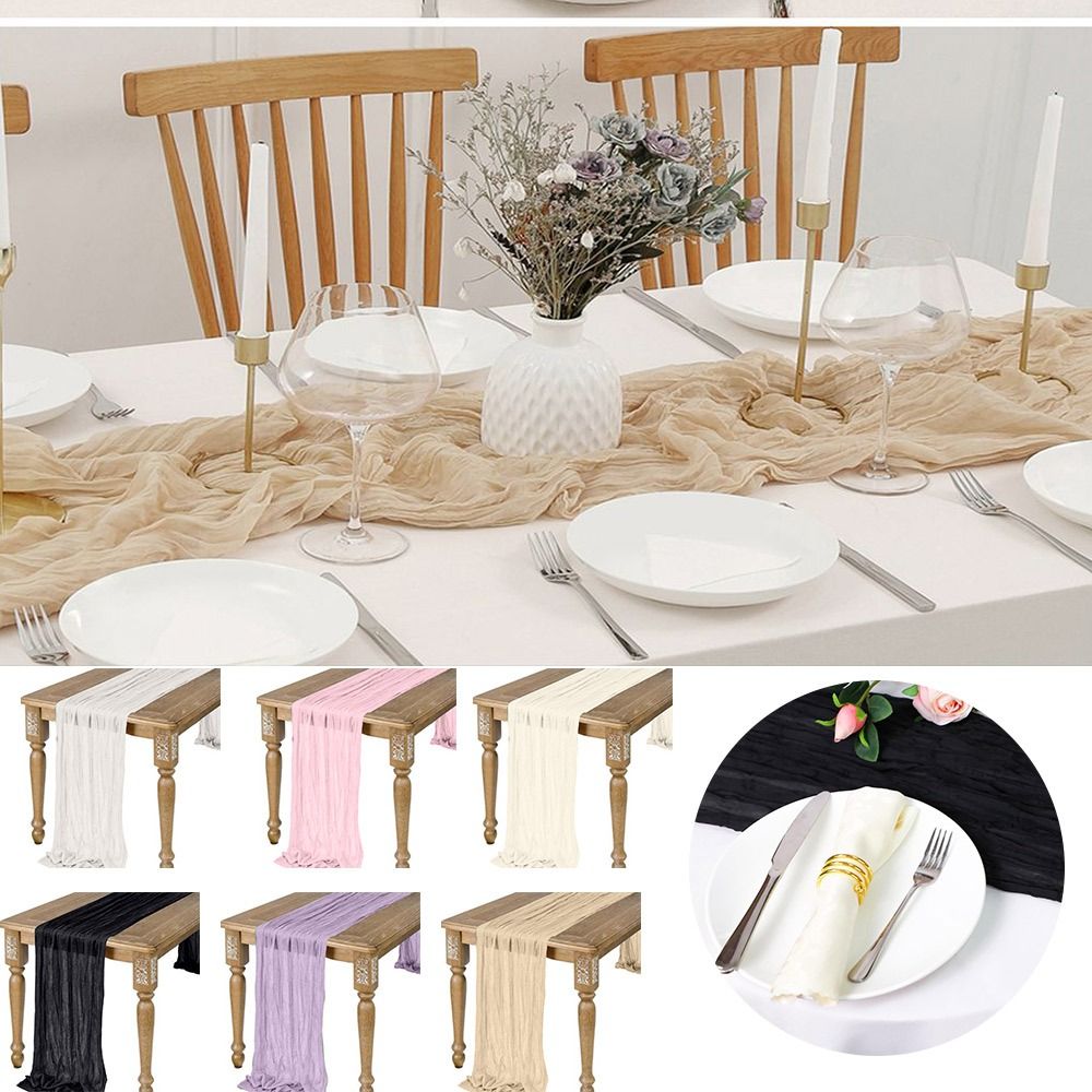 Wedding Birthday Party Decoration Semi-Sheer Gauze Table Runner Vintage Retro Cheese Cloth Table Setting Multipurpose Bohemian Decoration