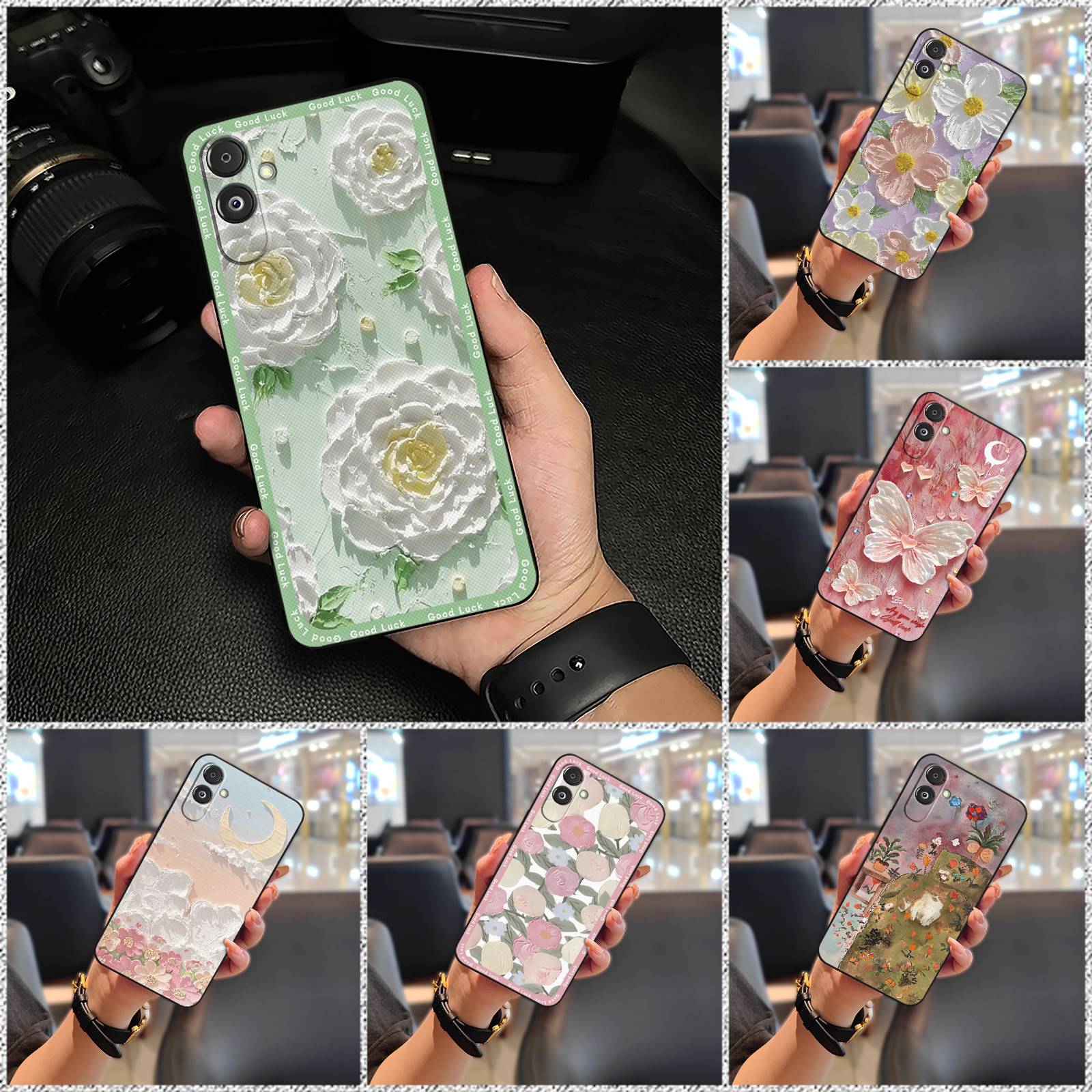 Graffiti Oil Painting Phone Case For Samsung Galaxy F14 5G/SM-E146B Cartoon Anti-knock Full wrap Protective flower Cute