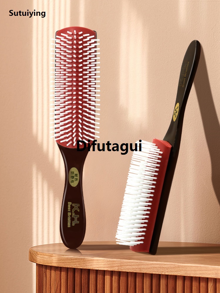 Difutagui 1pc 9-Row Detangling Hair Brush Denman Detangler Hairbrush Original Profesional Scalp Massager Straight Curly Wet Hair Comb