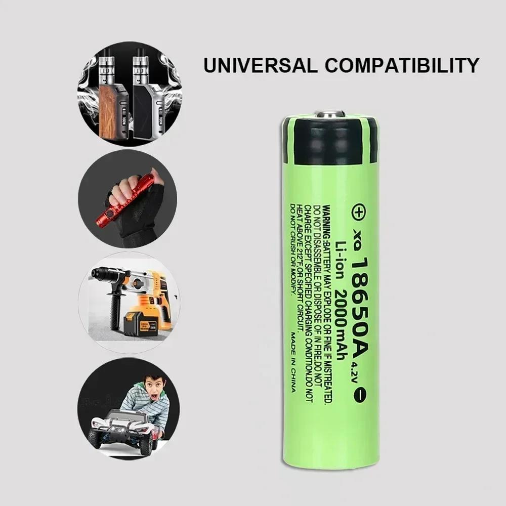 Brand New 18650 Battery 4.2V 2000mAh Discharge 18650 Li-ion Battery Rechargable Battery with Free LED Flashlight