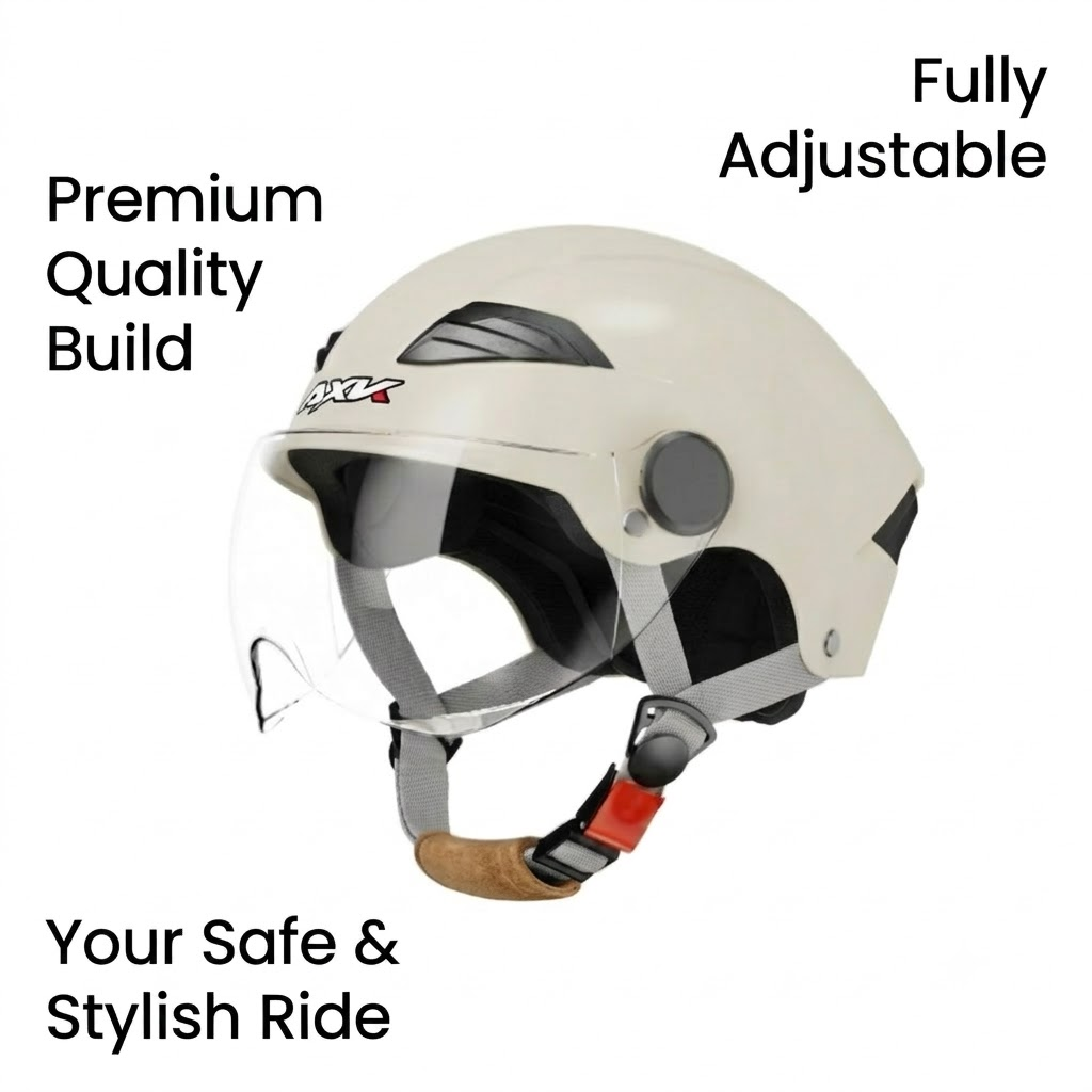 AXK Helmet 307A Short Transparent Visor Half Helmet Multi Color Pattern for Men and Women with Highlight LED Bles Online