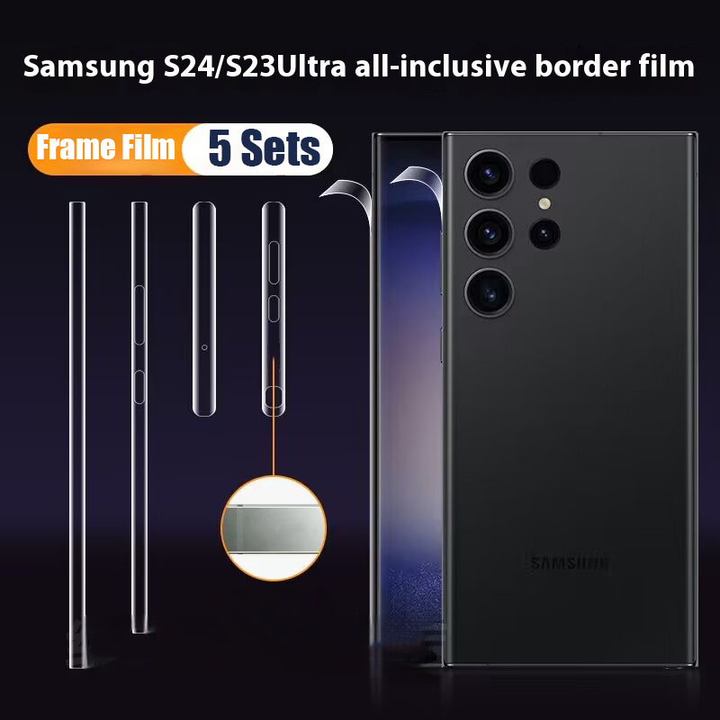 5 Sets Frame Hydrogel Film Side Protector Side Skin Clear Border Sticker Clear Film For Samsung Galaxy S23 S24 Ultra