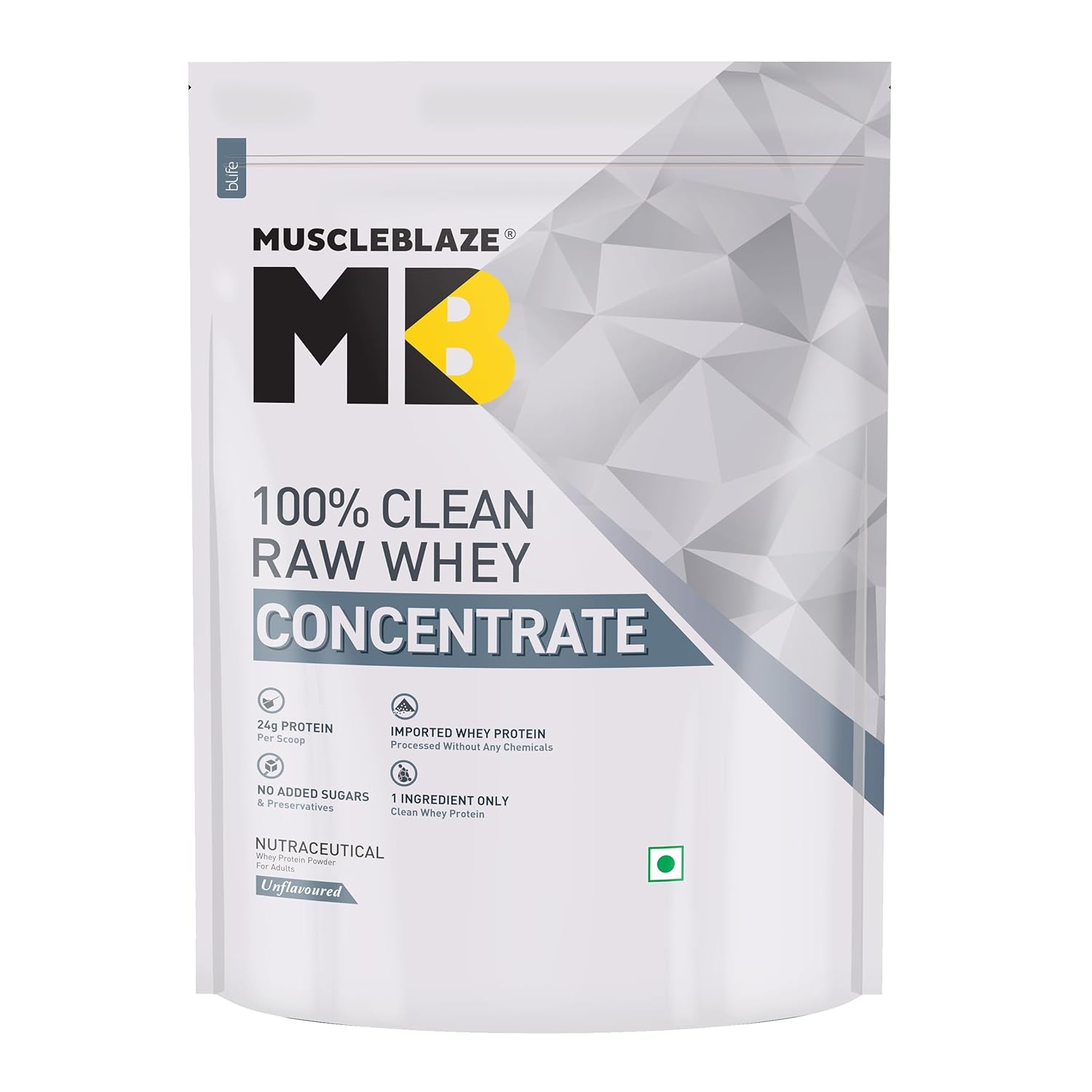MuscleBlaze Raw Whey Protein Powder 2kg 66 servings Unflavored Labdoor USA Certified 24g Protein 5.2g BCAA 4.2g Glutamine