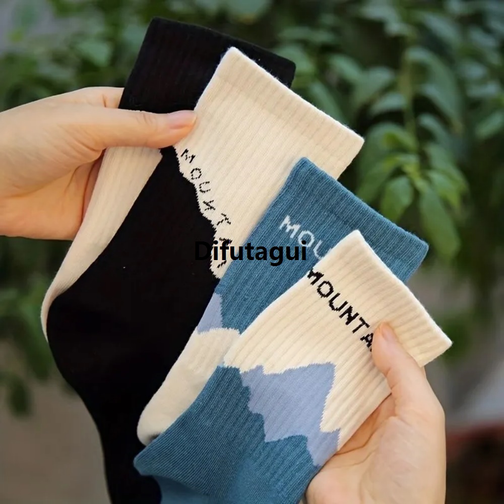 Difutagui Bargain price Socks for women, sports, running and walking, soft and breathable Fashion comfort for socks Double 4 unisex pattern socks, cylinder, workout casual, men