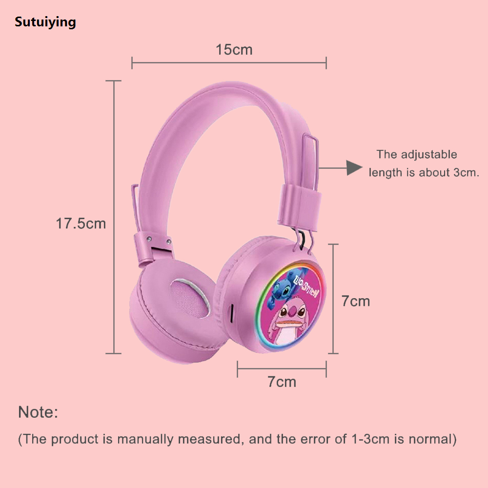Sutuiying Disney Stitch Wireless Bluetooth Headphones with Adjustable and Flexible Profesional Design for Boys and Girls Cute Anime Cartoon Kids Gifts