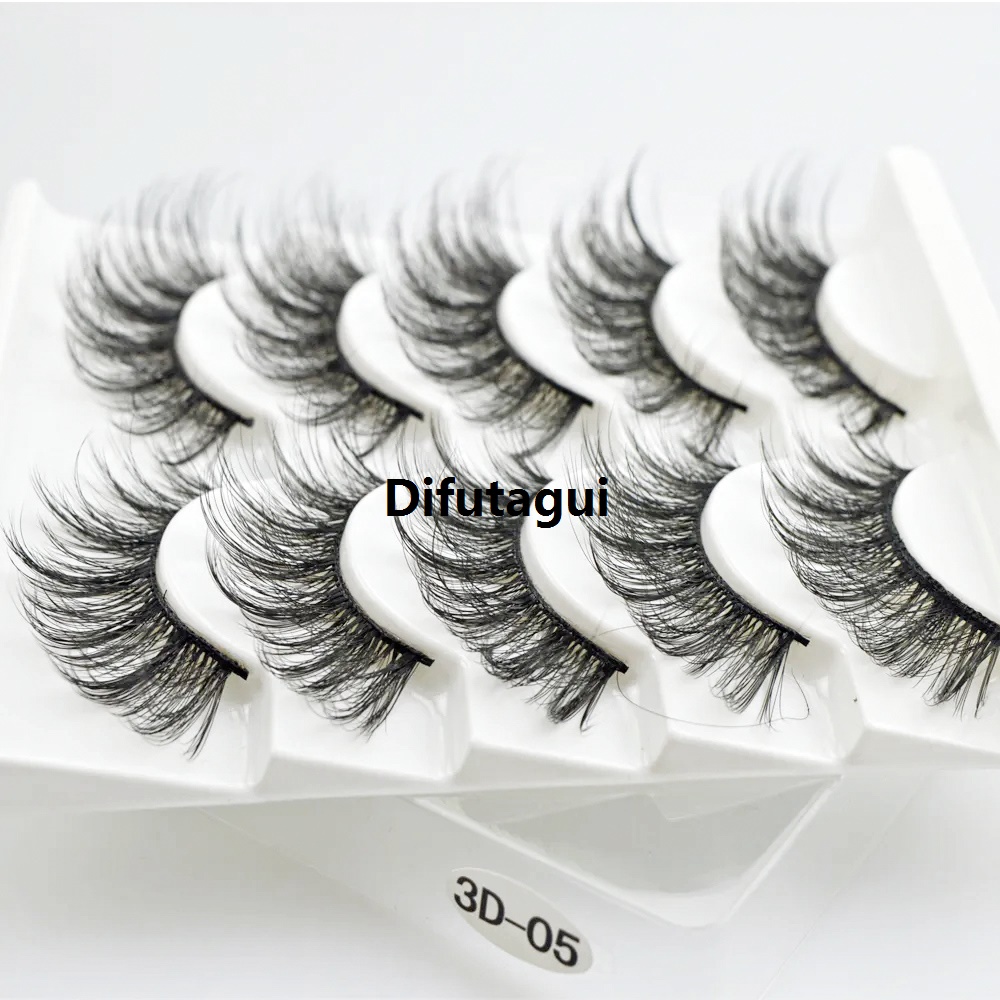 Difutagui QSTY 5 Pairs 3D Mink Hair False Eyelashes Thick Curled Full Portable Strip Lashes Eyelash Extension Fashion Women Eyes Makeup