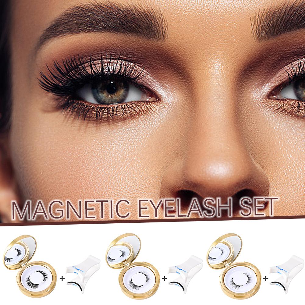 New 1 Pair 3D Natural Magnetic Eyelashes With Eyelashes Reusable Magnetic False Eyelashes Portable Cosmetic Tool