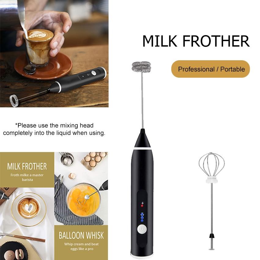 Sokany SK-1772 USB Rechargeable Hand Mixer Coffee Bitter Handheld Electric Milk Frother With 2 Stainless Steel Whisk
