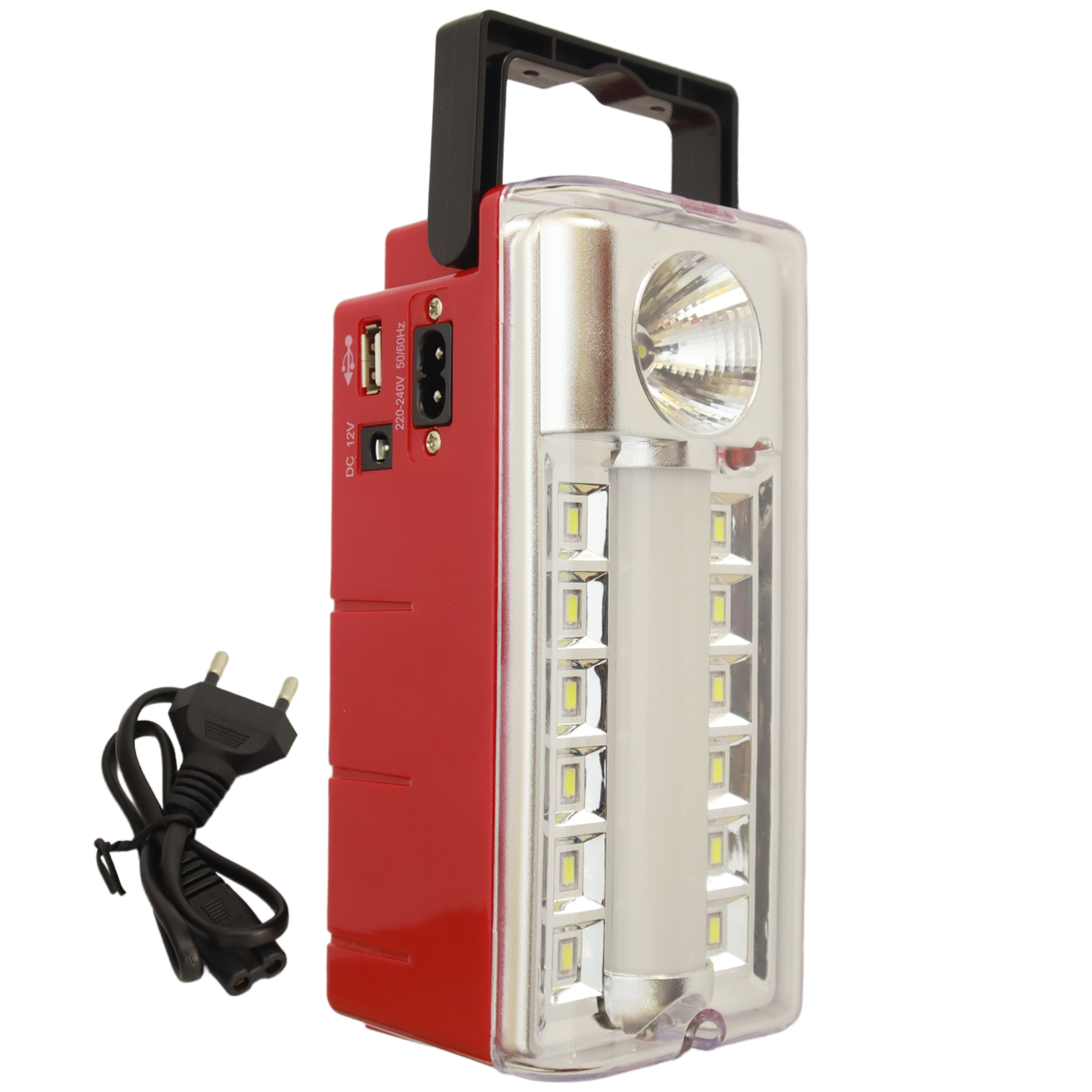 Rechargeable Emergency Work Light & Torch - 12x0.5W SMD LEDs + LED Tube, USB Powe, Wall Mountable, Portable for Home, Camping, Power Outages