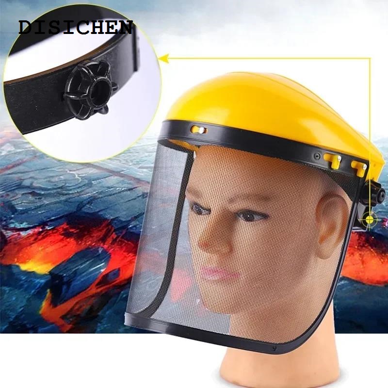 DISICHEN High Quality Garden Grass Trimmer Safety Helmet Hat with Full Face Mesh Visor for Logging Brush Cutter Forestry Protection Kitchen Mask Tools