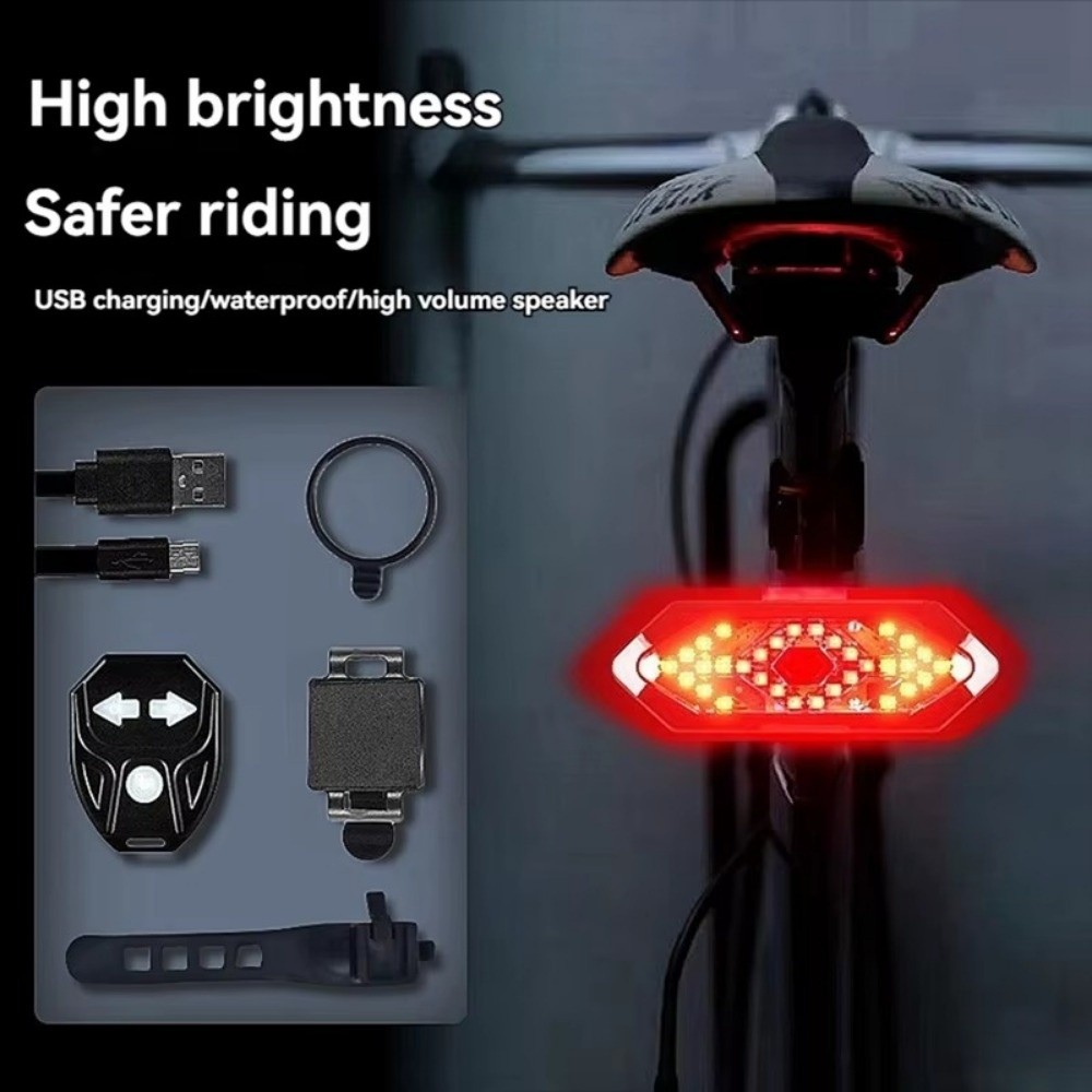 Signal Light Wireless Remote Control Bicycle Turn Signal Light Turn Signal Function Waterproof Bike Tail Lights Rechargeable Rear Light Electric Scooter Rear Light Night Riding