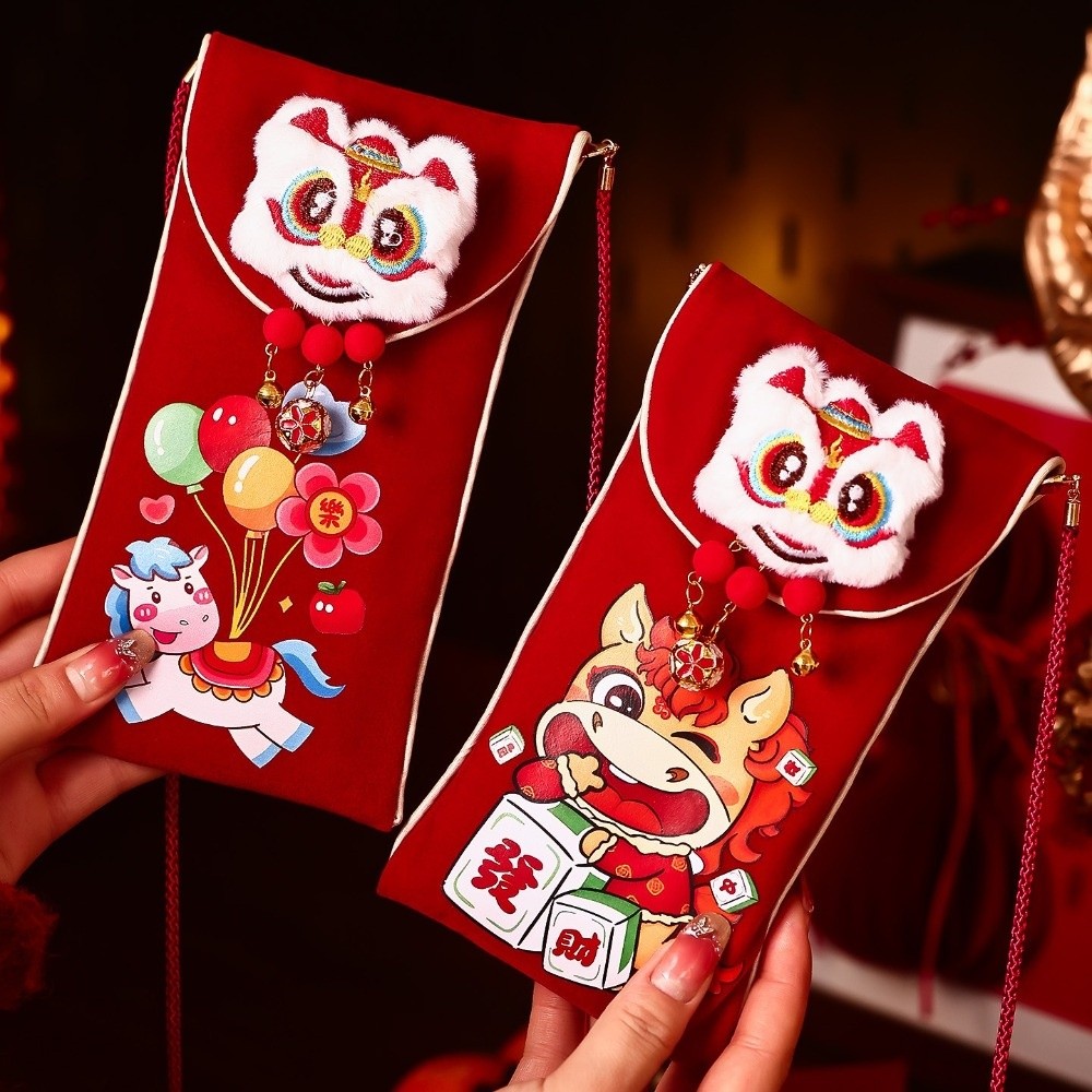 6pcs Festival Gift Cartoon Red Envelopes Traditional Cute Red Bag Best Wishes Red Pockets New Year