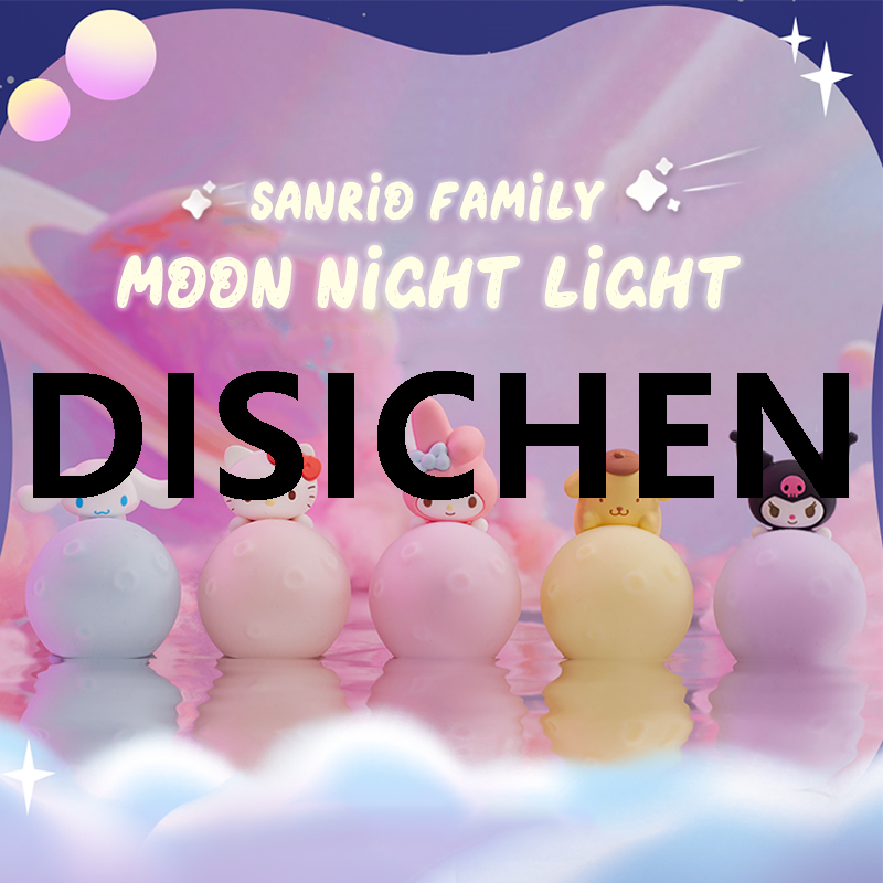 DISICHEN Kawaii Sanrio Hello Kitty Moon Night Light Cute My Melody Cinnamoroll Bedroom Luminous Dolls Ornament Cute Birthday Girls Gifts 2025 New