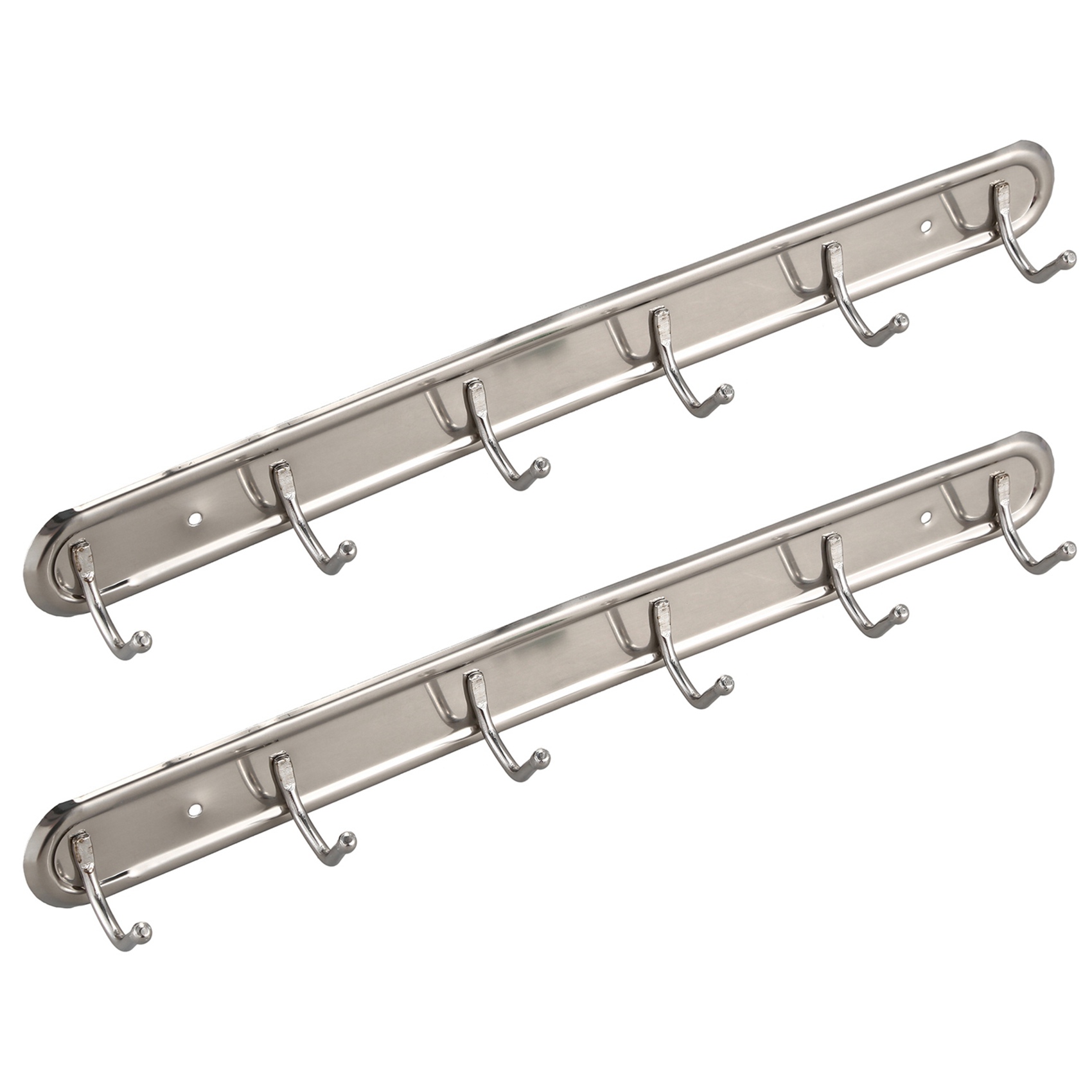 fasdaga 2X Household Metal Wall Mounted 6 Hooks Towel Rack Hanger 15 inch Long