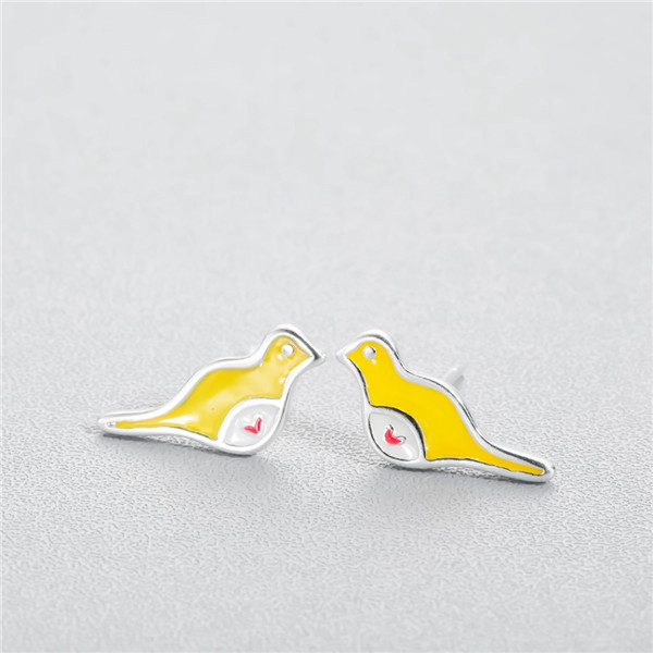 【Happy LifeStore】Cahndler Sweet Cute Enamel Bird Stud Earrings for Kids Girls Lovely Jewelry Glaze Crystal Birds Bronics
