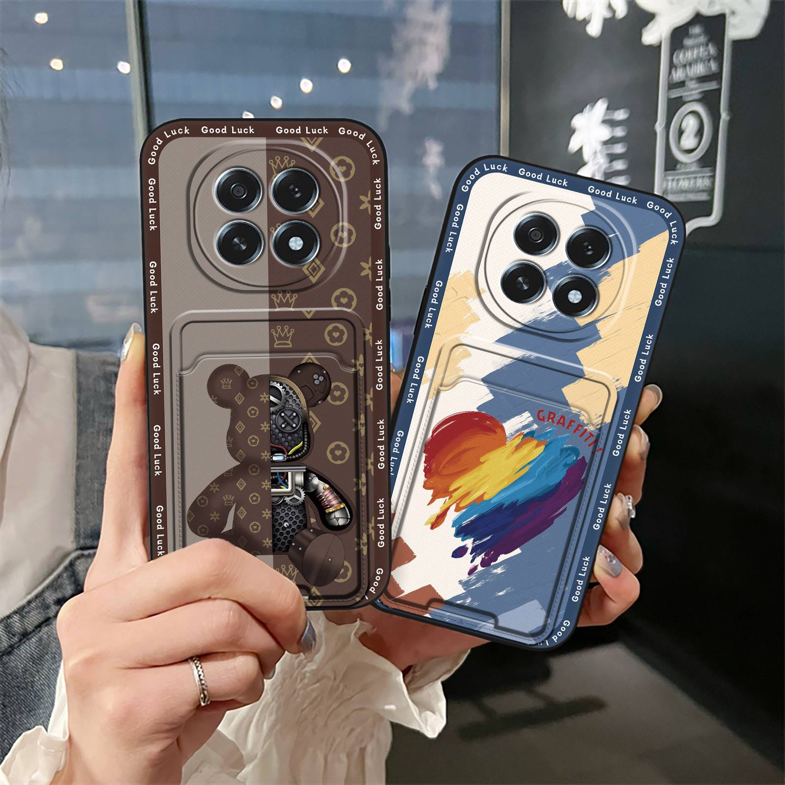Fashion Design Back Cover Phone Case For OPPO A5 5G 2025 China/F29 5G Durable Card sleeve Waterproof Card slot Full wrap