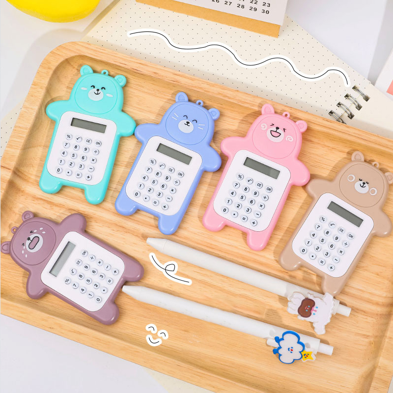 Vylon Creative Expression Bear Calculator Portable Cute Mini Calculator For Primary School Students School Supplies Stationery Set