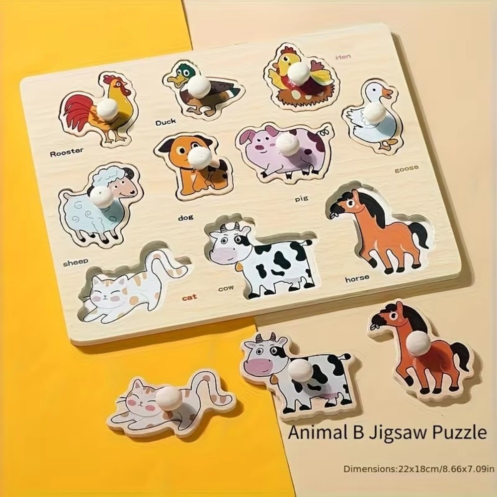 Fashion Wooden Baby Cognitive Toys Vehicle Alphabet Letters 3D Puzzles Animals Fruits Tangram Jigsaw Kids