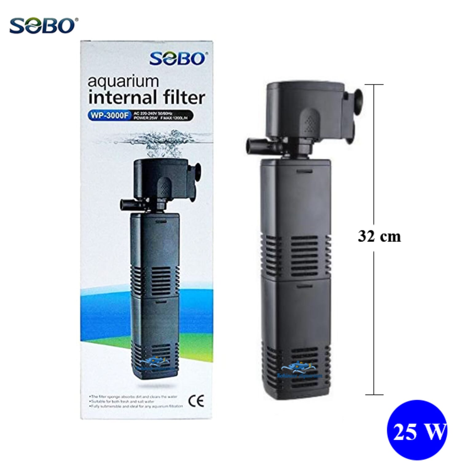 SOBO 25 Watt Aquarium Internal Power Filter Double Candle For Fish Tank WP-3000F Kohinoor Aquarium