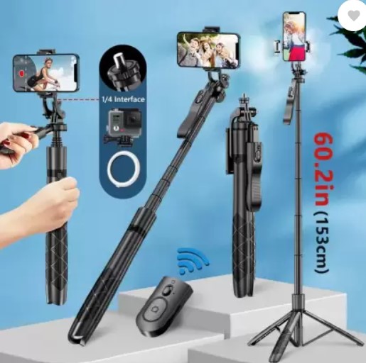 L16 Selfie Stick Tripod (4in1) 5.8 Feet Long with Stable Handle BT Shutter Bluetooth Selfie Stick