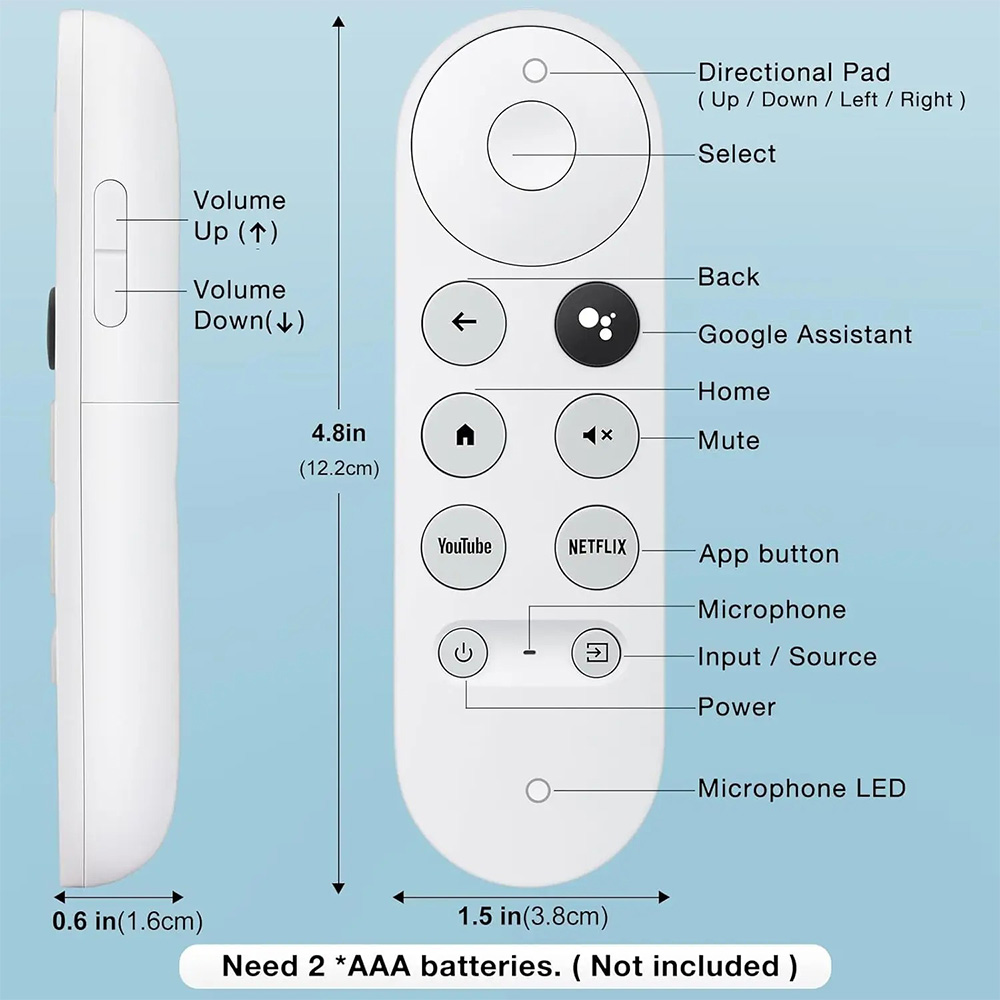 NEW Replacement Voice Remote for Google Chromecast 4K Snow Streaming Media Player for G9N9N, GA01920-US, GA01919-US, GA01923-US
