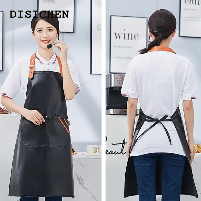DISICHEN New Waterproof itchen n u Soft Leather Chef Waiter ns for en Women estaurant Cafe akery Cleaning ibs andiles m