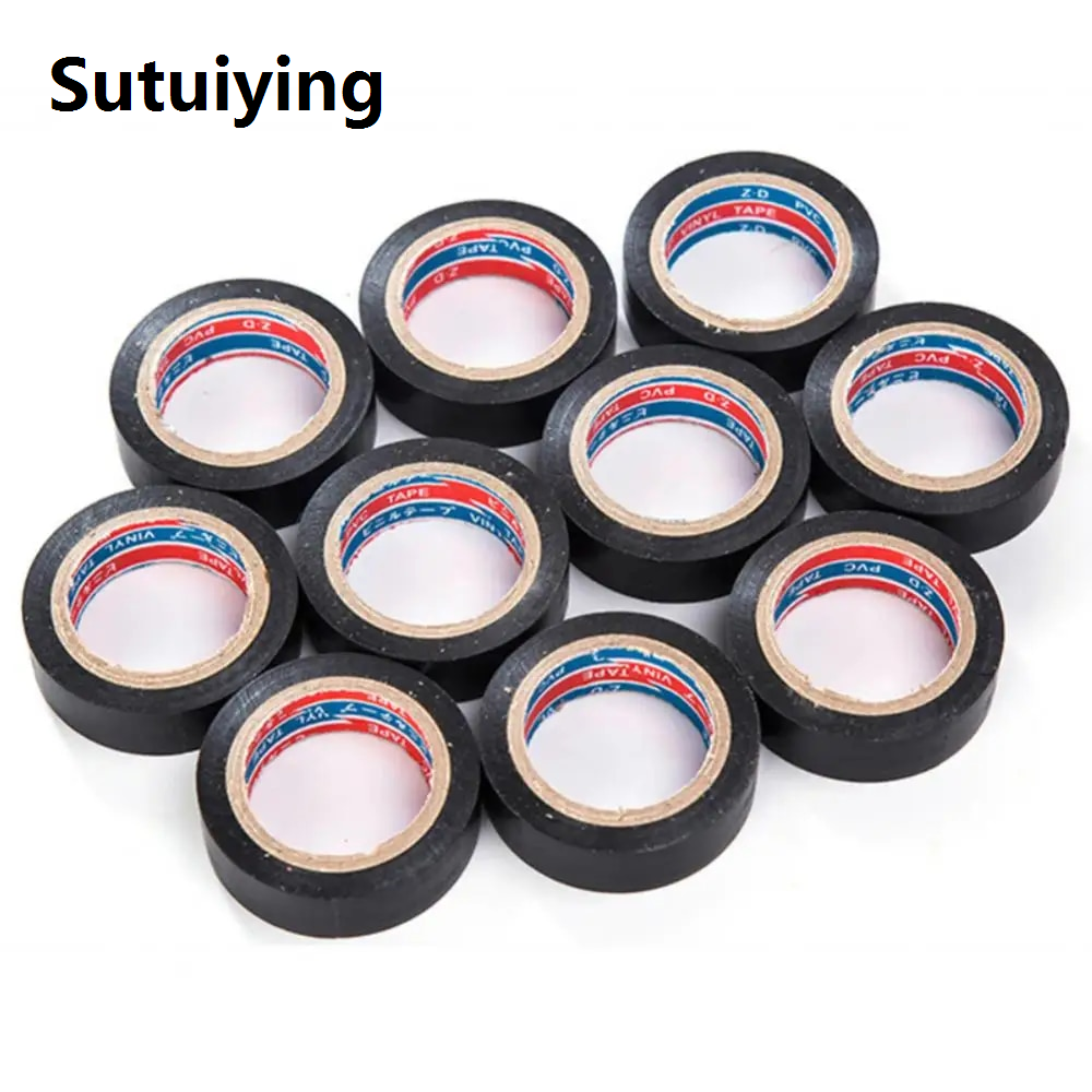 Sutuiying Tape Heat-resistant Electrical Tape New 6m Plastic Tape Black Self-adhesive Tape Electrician Tape High Voltage Insulation Tape Pvc