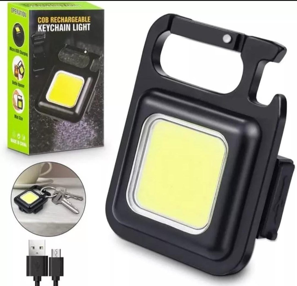COB Bright Mini Keychain Light Small LED Flashlight USB Rechargable