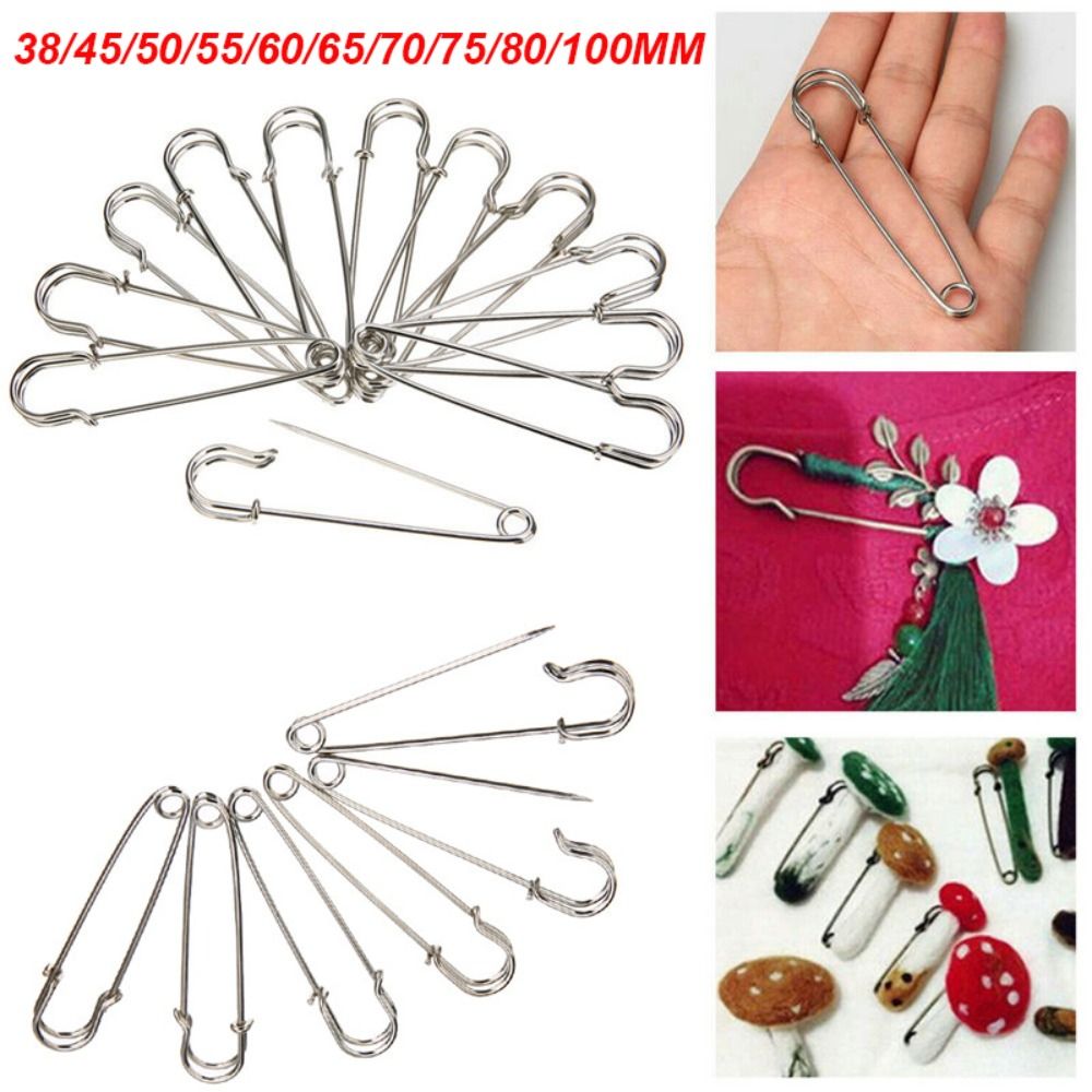 30PCS High Quality Silver Sewing Tools DIY Craft Stainless Steel Safety Pins Needles Small Brooch Large Safety Pin For 38/45/50/55/60/65/70/75/80/100mm