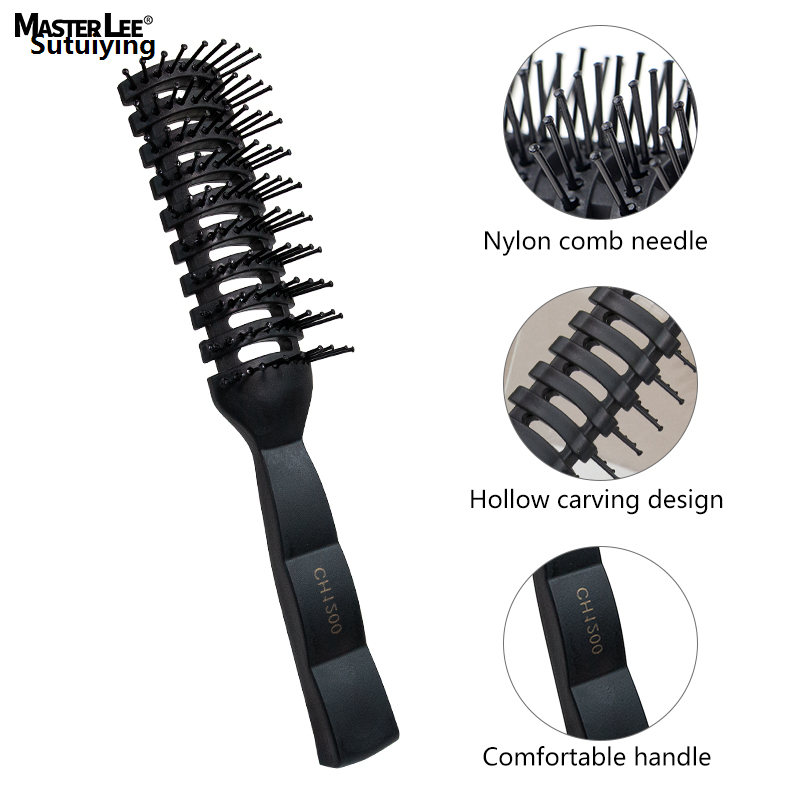 Sutuiying 1pc Waterproof Hollow Vent Styling Massage Detangle Curly Hair Original Brush Salon Hairdressing Comb Barber Hair Styling Tool Curly