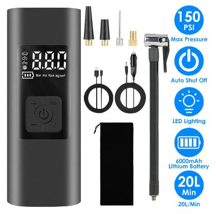 Portable, powerbank,LED car, bike, ball digital pump rechargeable