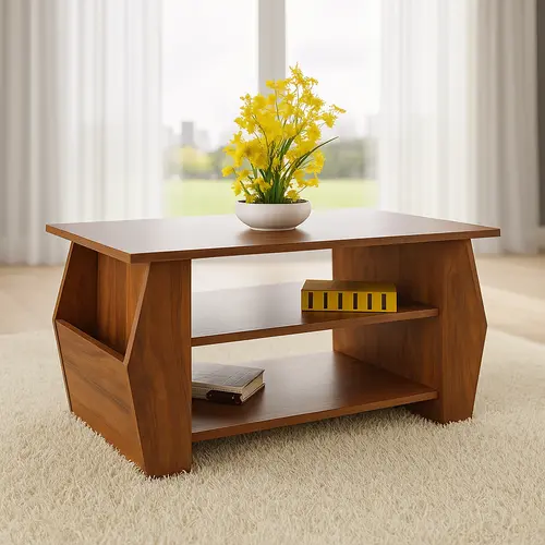 Floresta Table Strong and Heavy Wooden Coffee and Tea Table Wooden Texture With Storage l Best Home Office Showroom Table in Walnut Color