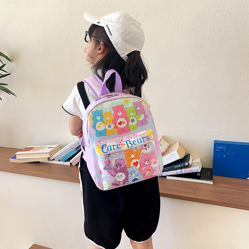 New Children's Backpack Women's Bag Creative Cartoon Nylon Kindergarten Backpack Rainbow Bear Cute Boys and Girls Schoolbag