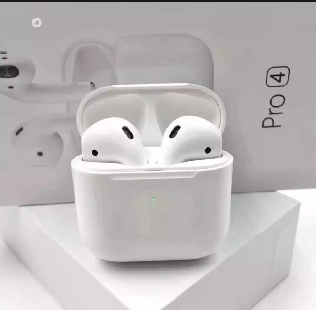Pro 4 Bluetooth 5.0 Earbuds Headphones and Android Smart Phones Wireless Earbuds- White