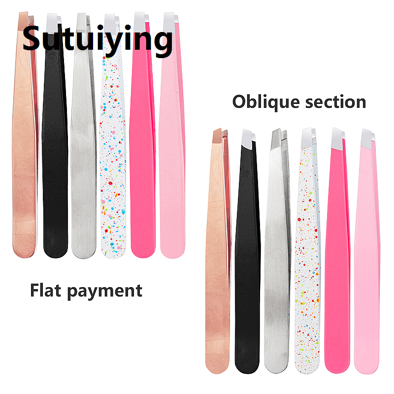 Sutuiying 1 Pc Eyebrows Tweezers Trimmer Professional Beard Eyelash Brow Face Hair Removal Tweezer Beautfy Makeup Stainless Steel Tools