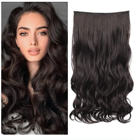 Curly Black Synthetic Hair Extension With 5 Pins 1 pc