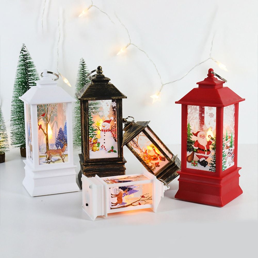 New Year Santa Claus Christmas Retro Lantern Light Snowman Portable Night Light Waterproof Durable Christmas Decorations Home