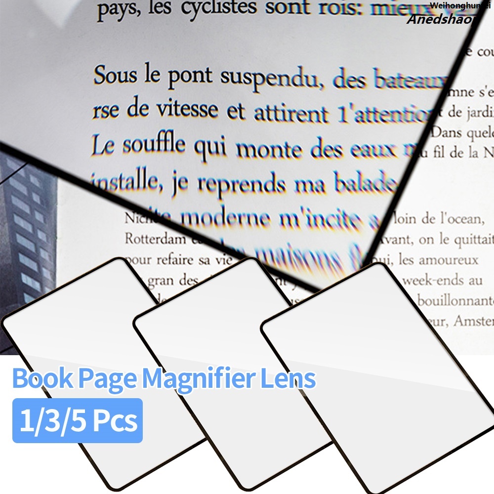 Weihonghunfei1/3/5Pcs Magnifying glass light Lenses Large Sheet Book Reading Hot Selling Lens Page Glass Lens Magnification Aid Fresnel Lentes Magnifier Portable