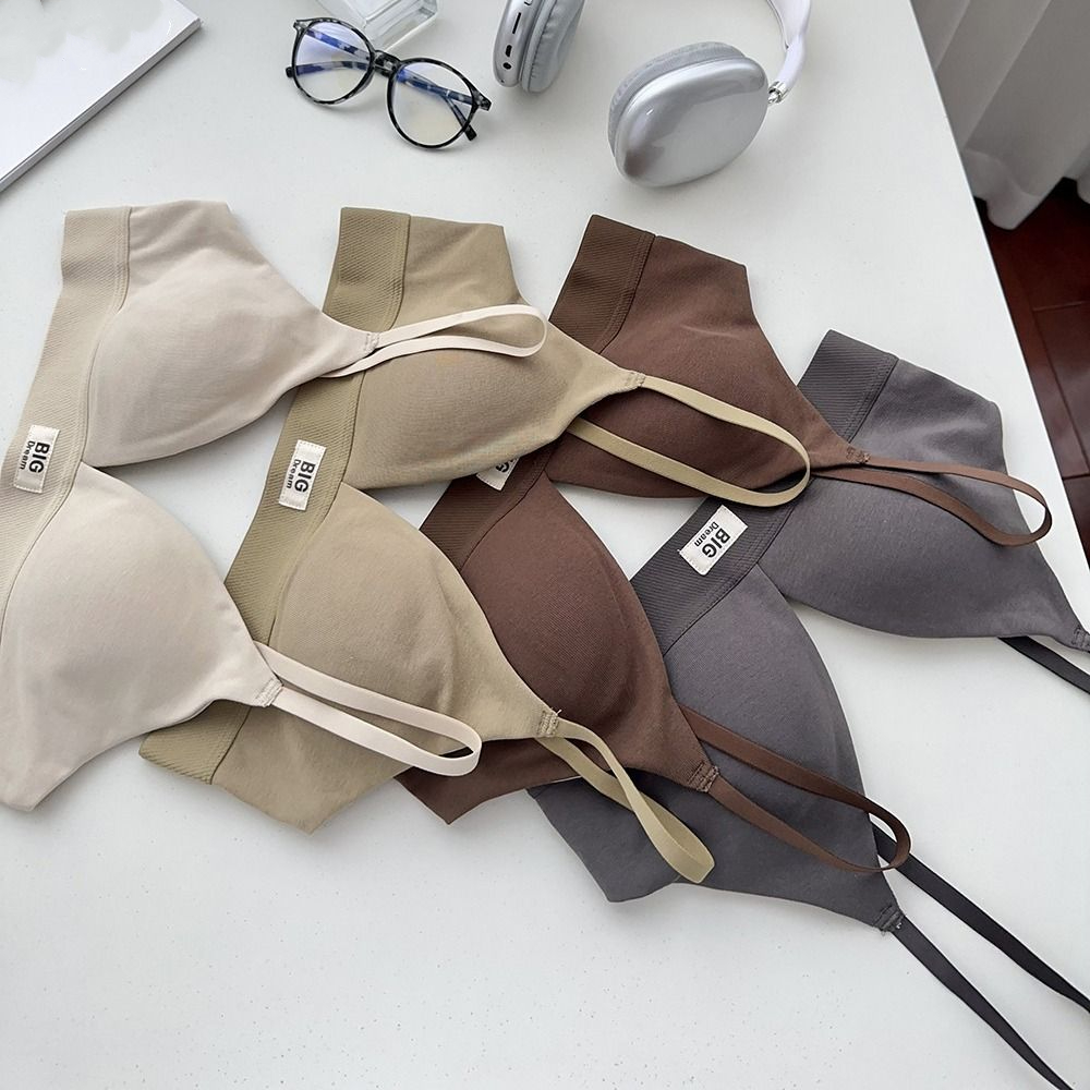 Sweet Letter Wireless Deep V Bra Anti-sagging Shockproof Brassiere for Women Lingerie Adjustable Push Up Underwear Gifts