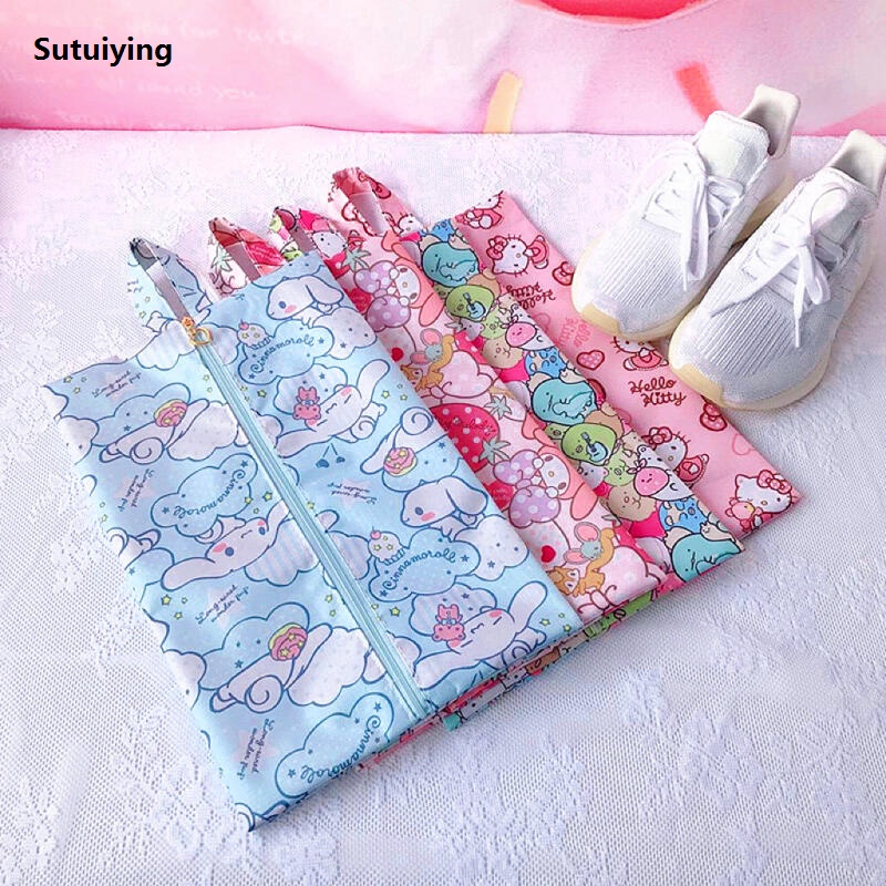 Sutuiying Sanrio Storage Bag Hello Kitty My Melody Cinnamoroll Waterproof Bargain price Shoe Towel Clothing Storage Shoe Bag Travel Portable Toys Gifts