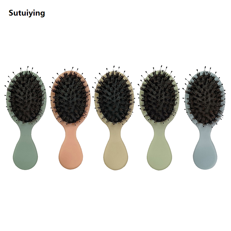 Sutuiying New Natural Boar Bristle Oval Hair Brush Comb Head Scalp Massage Comb Portable Horsehair Comb Fashion Styling Tool