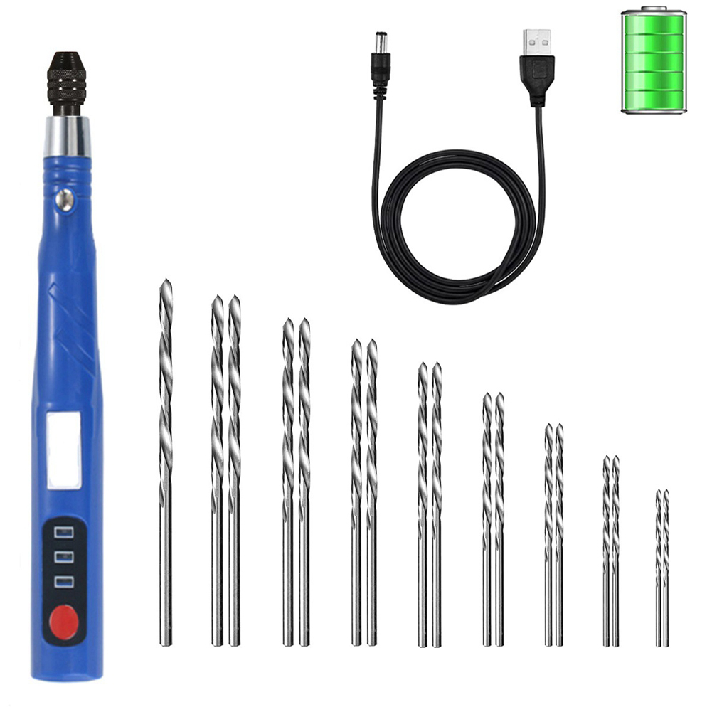 OUMERY Electric Cordless USB Rechargable Hand Drill Kit for Jewelry Making,Pin Vise Set for Resin Plastic Keychain Polymer Clay